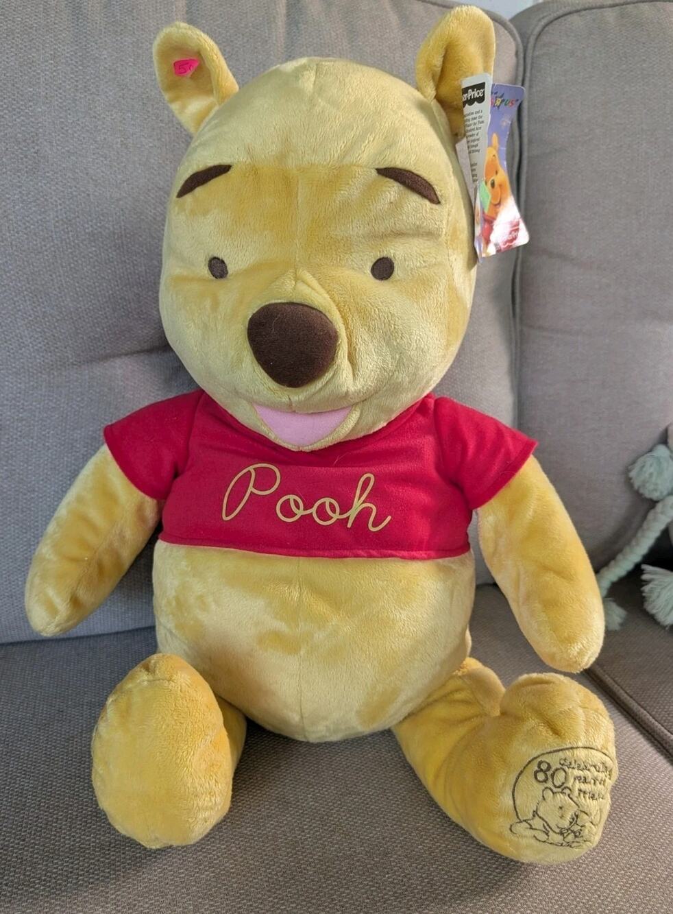 Disney Winnie The Pooh 25” 80th Anniversary Toysrus Tag Large Plush Animal